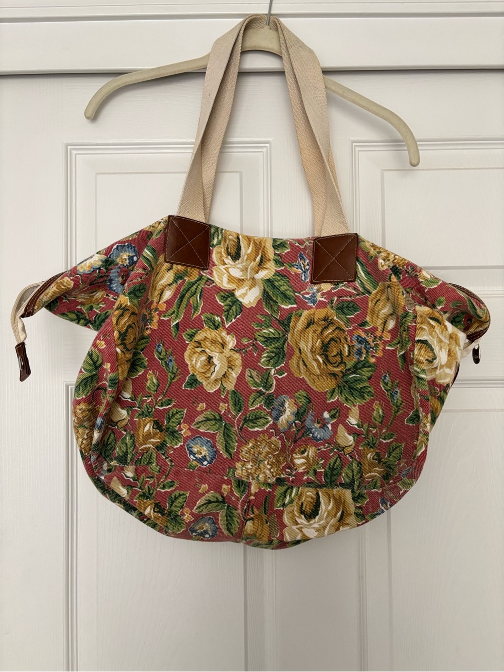 Floral Canvas Carpet Bag Vintage